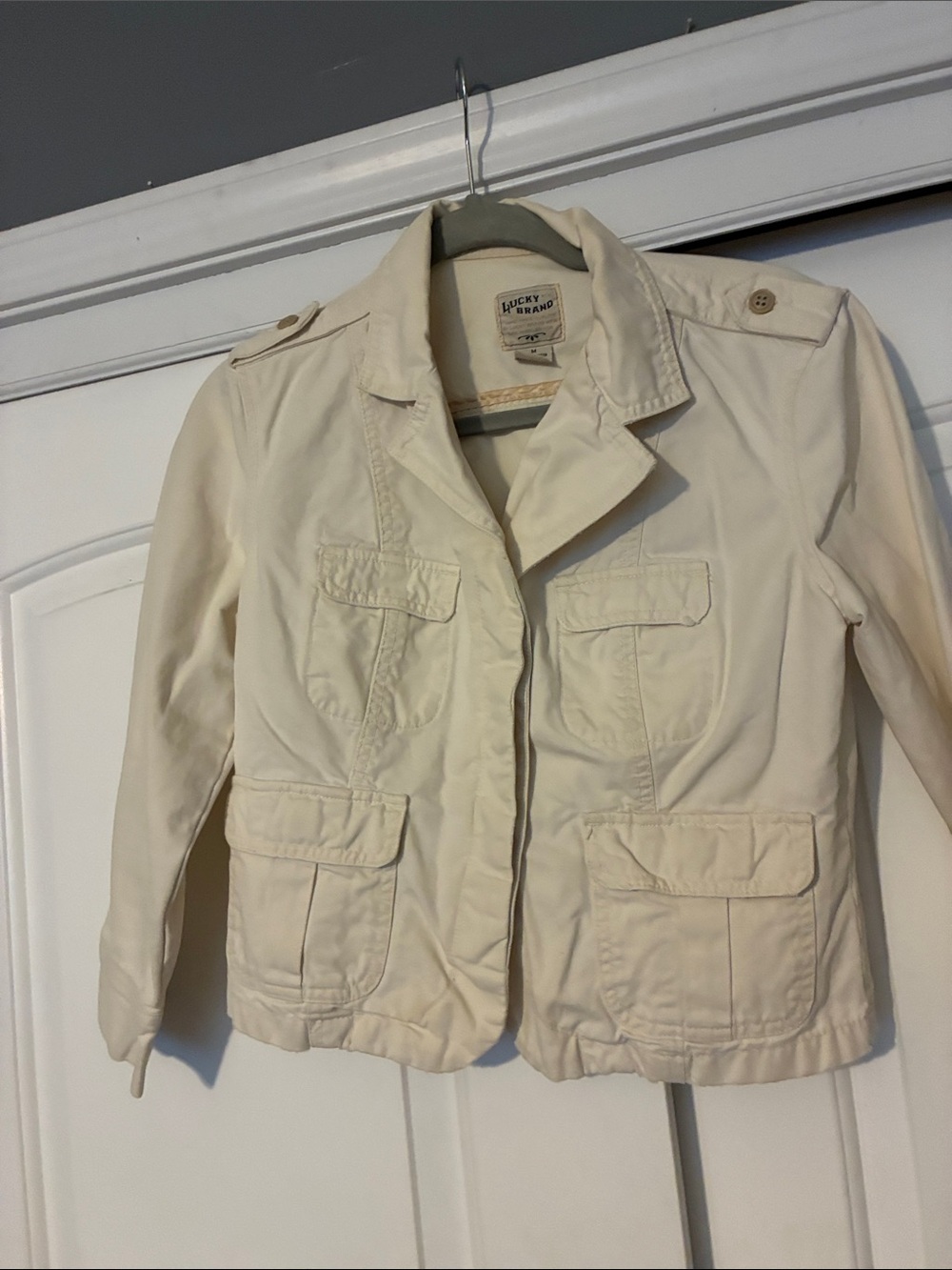 Lucky Brand Cream Utility Jacket with Flap Pockets